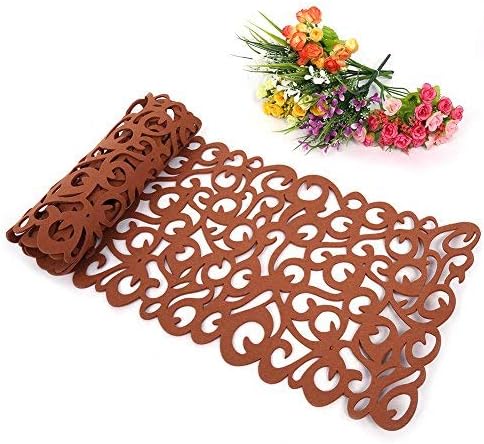 Rectangle Hollow Felt , Kitchen Linen Table Runner Tablecloth Placemat, 40*11 inches(Light Coffee), Large - Image 3