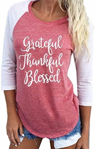 Women Long Sleeve,Kstare Womens Blouse Fashion Thankful Grateful Blessed Baseball T-Shirt Tops (Pink, XL)