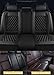 INCH EMPIRE Back Car Seat Cover Synthetic Leather Simple Style Universal Fit for Sedan Hatchback SUV Pickup Truck(Only Rear Black Grid)
