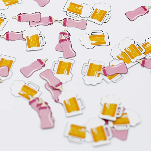 Beer and Bottles Baby is Brewing Baby Shower Decoration Confetti - 50 Pieces PINK