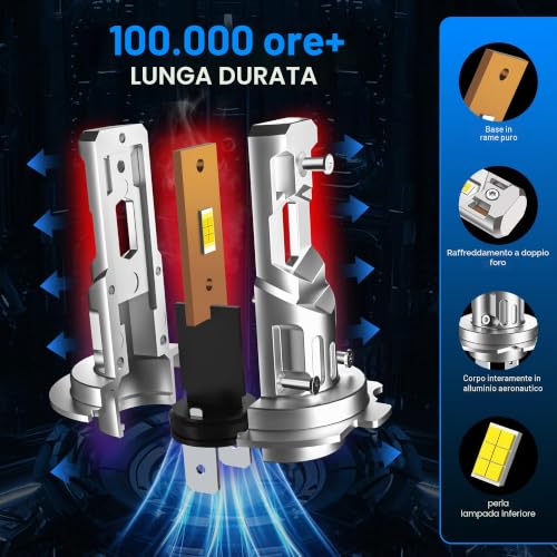 OVVOFPP H7 LED Bulb 30000LM 220W 6000K White Light New Generation 2025 Replication 1:1 Halogen Headlights Double Hole Cooling Plug and Play Adaptable for Car Motorcycle 2