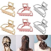 VinBee 6 PACK Small Metal Hair Claw Clips Hair Catch Barrette Jaw Clamp for Women Half Bun Hairpins for Thick Hair (Silver + Gold + Rose Gold)