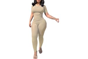 PINSV 2 Piece Sets for Women Summer Casual Jogger Workout Outfits Fitted Crew Neck T-shirt High Waist Legging Sets