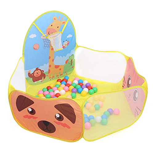 AutoLover Kids Play Tent Foldable Ocean Ball Pit Pool Indoor Outdoor Play House for Children Play Set Toy(YELLOW)