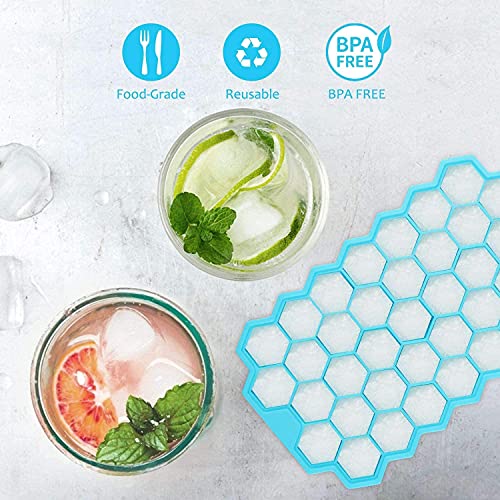 Ice Cube Trays, Silicone Ice Cube Molds with Lids, Reusable Ice Maker 74-Ice Trays BPA Free, for Whiskey, Cocktail, Jelly and Chocolate Stackable, Flexible, Safe Ice Cube Tray, Easy to Release
