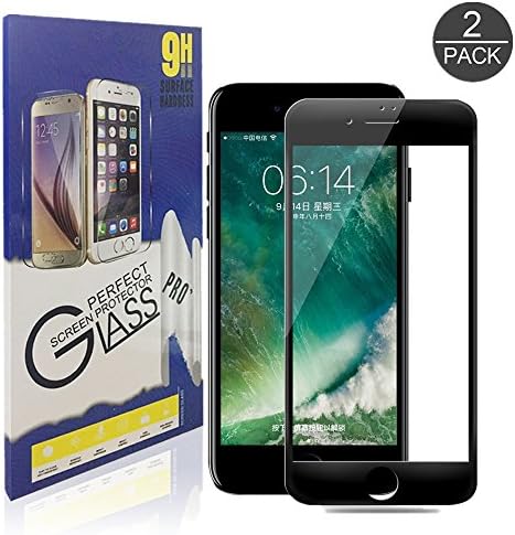 ( 2 Pack ) iPhone 7 Screen Protector, nouvea Full Cover iPhone 7 Tempered Glass Screen Protector with ABS Curved Edge Frame, HD Screen Protector Film for Apple iPhone 7 (4.7"black)