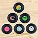 Coasters for Drinks by HIRUN - Set of 6 Vinyl Record Retro Music Coasters - Art Car Bar Tea Coffee Table Mug Beer Bottle Beverages Absorbent for Wine Glass Rubber Black Cup Mat - Large 4.2 inch Size