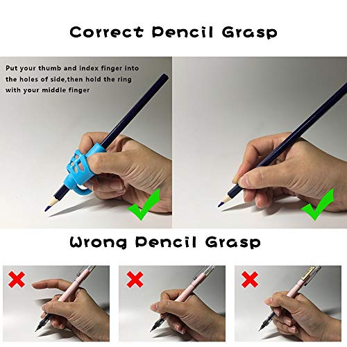 Pencil Grips（New), KOABBIT Children Pen Writing Aid Grip Set Posture Correction Tool for Kids Preschoolers Children,Hollow Ventilation Colorful (3 Pack) - Thumbnail 7