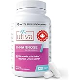 Utiva D-Mannose 500mg Capsules – Naturally Flush the Bladder and Urinary Tract – UTI Avoidance Treatment – Supports Managemen