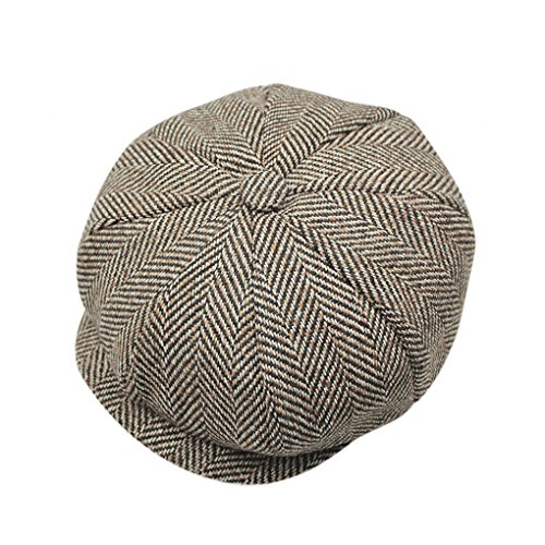 Classic 8 Panel Wool Tweed Newsboy Gatsby Ivy Cap Golf Cabbie Driving Hat Beret Cap - Thumbnail 7