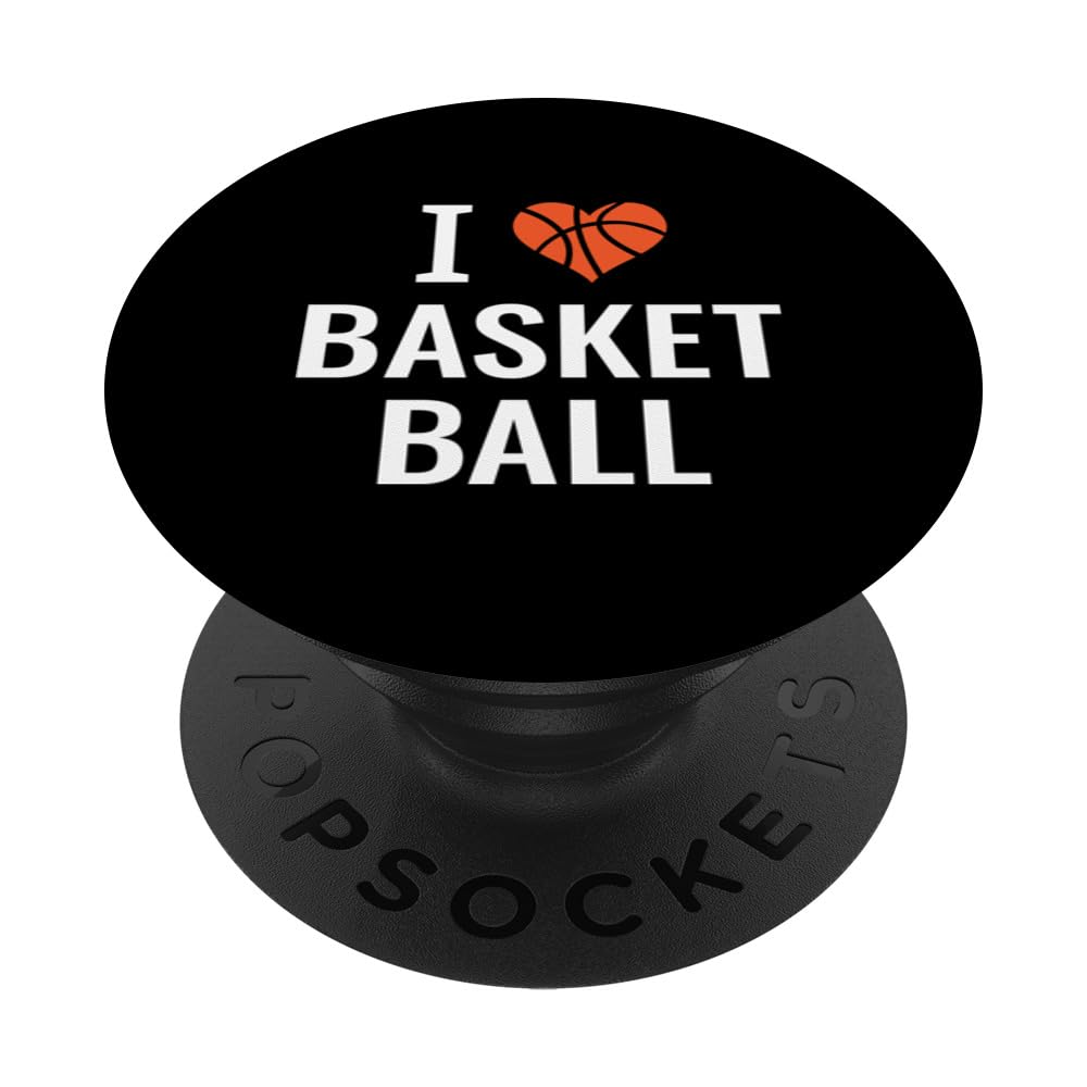 Basketball gifts basketball player I love heart PopSockets Swappable PopGrip