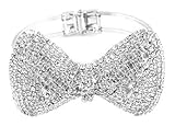 Silvertone Iced Out Bow Tie Style Bangle Bracelet