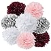 Graduation Party Decorations Burgundy Silver 2024/Maroon Silver Paper Artificial Flowers Tassels Garland Fall Bridal Shower Decorations Burgundy Pink Silver Wedding Fall Birthday Party Decorations