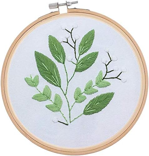 Inzopo Cross Stitch Kit Leaf/Flower Embroidery Hoop Template Pattern Hand Tool Gift, Flower Pattern Embroidery Starter Kit Cross Stitch Kit