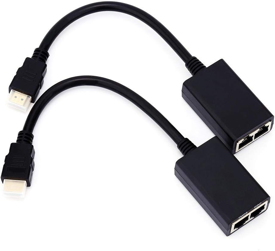 Oumij1 30M HDMI Over RJ45 CAT5e CAT6 LAN Ethernet Balun Extender - Repeater Up to 1080P - Sender + Receiver