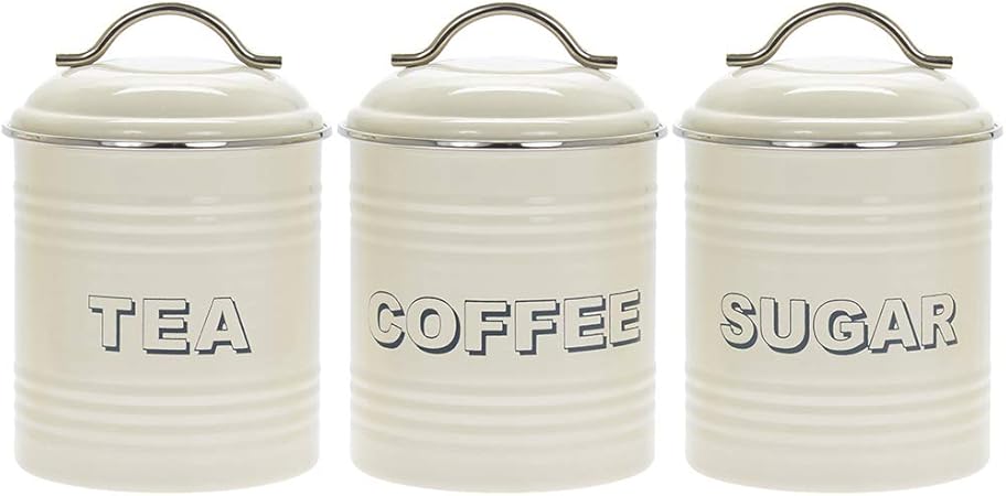 cream tea coffee and sugar canisters
