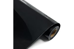 SCZENQI Black Heat Transfer Vinyl HTV Rolls - 12" x 20 ft Black HTV Roll Vinyl Iron for T- Shirts Iron on Vinyl for DIY and All Cutting Machine Iron on Vinyl Easy to Cut & Weed Heat Vinyl (Black)