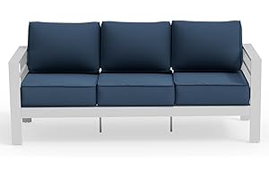 UDPATIO Outdoor Couch Aluminum Patio Furniture Sofa, 3 Seats Couch with 5" Thick Cushion and Waterproof Cover