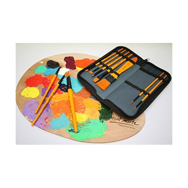 Mont Marte Pinselset fÃ¼r Acrylfarben â 10 Taklon-Pinsel in Pinseltasche â Ideales Pinsel Set fÃ¼r Acrylmalerei â FÃ¼r AnfÃ¤nger, Profis und KÃ¼nstler – Bild 4