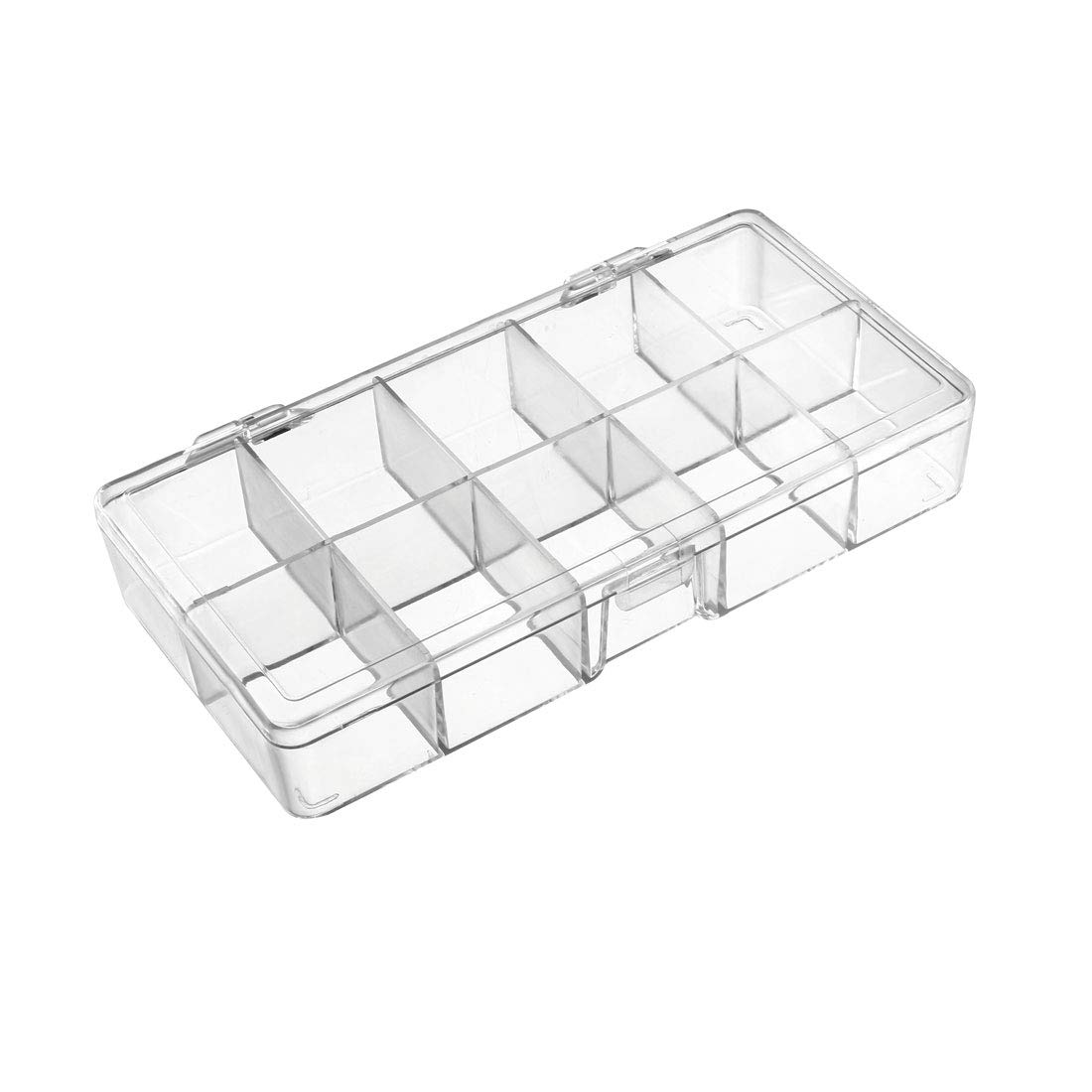 Photo 1 of uxcell Component Storage Box - Plastic Fixed 10 Grids Clear White 176x88x30mm
