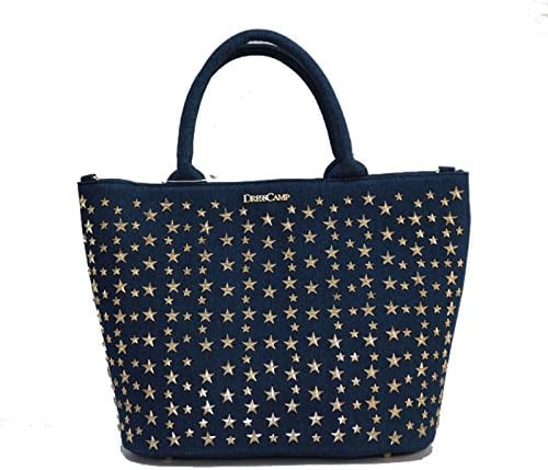 Amazon Dresscamp ドレスキャンプ Triangular スタースタッズ2wayデニムトートバッグ メンズ レディース スタースタッズ Triangular オシャレ 誕生日プレゼント 彼氏 父 男性 ギフト Free インディゴ Dresscamp ドレスキャンプ トートバッグ