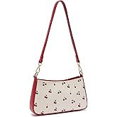 NEBIL Cherry Print Shoulder Purse For Women,Small Leather Y2k Shoulder Handbag Cute Clutch