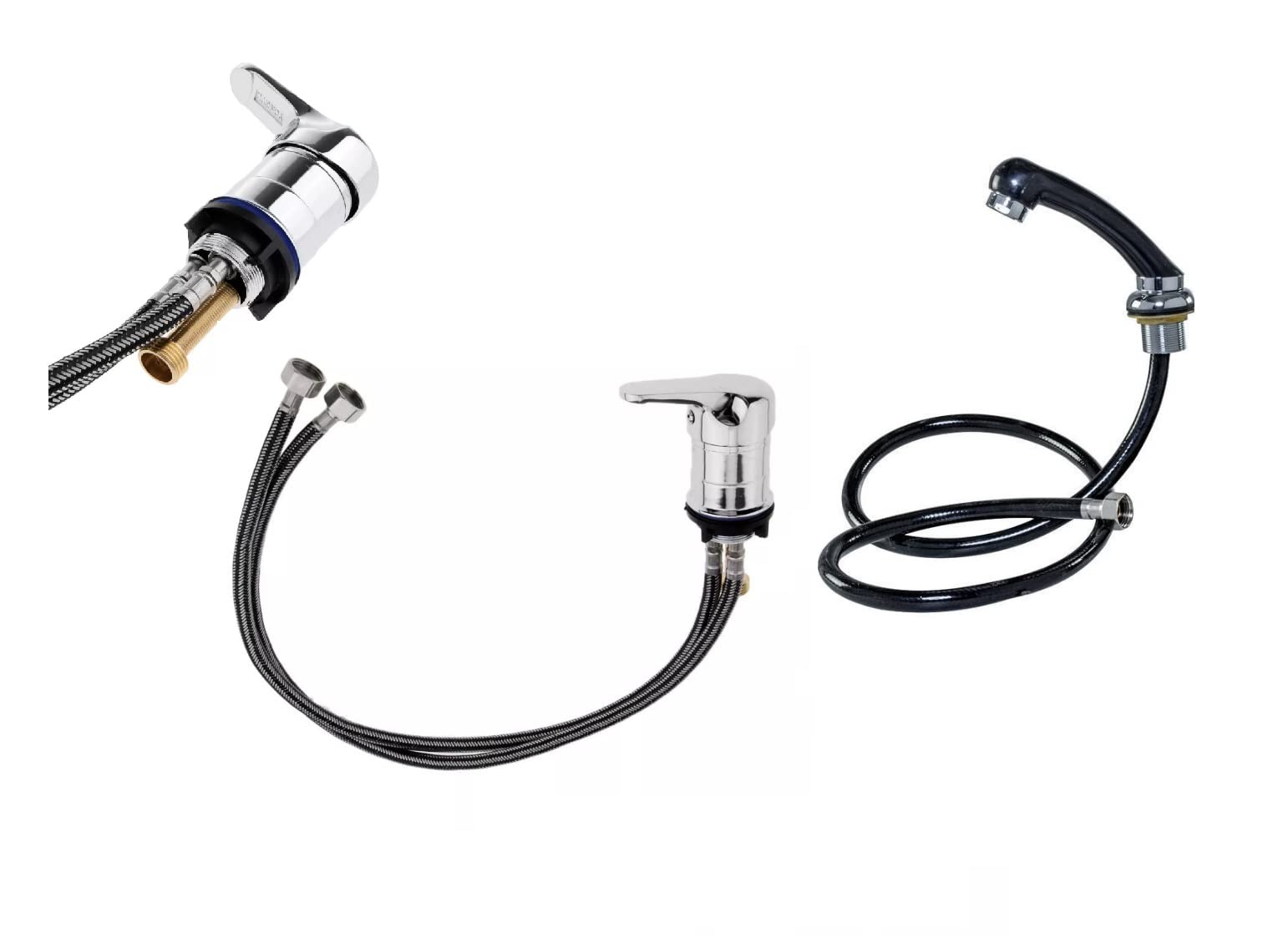 Tool Free Shampoo Bed Backwash Mixer Salon Tap with Salon Shower Head (Tool Free Instaltion with Special Nuts Installed on Pipes and Single Lever tap) Do It Yourself