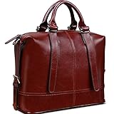 YALUXE Women's Vintage Style Genuine Leather Top Handle Cross Body Shoulder Bag