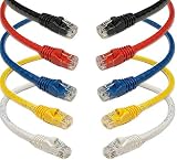 iMBAPrice Mixed Colors - 2 feet RJ45 Cat6 Snagless Ethernet Patch Cable Multi Color (Red, Blue, Black, White, Yellow) - 5 Pack