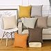 Madizz Throw Pillow Cases Cushion Covers 18x18 Set of 2 Pack Decorative Solid Polka Dots Mustard Yellow and White Double Sided Halloween Holiday