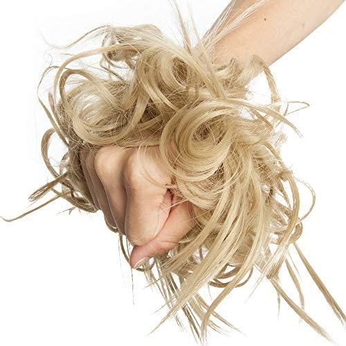 New Tousled Synthetic Hairpiece Scrunchies Elastic Updo Scrunchy Bun Instant Ponytail Messy Wig Hair Donut - Ash Blonde