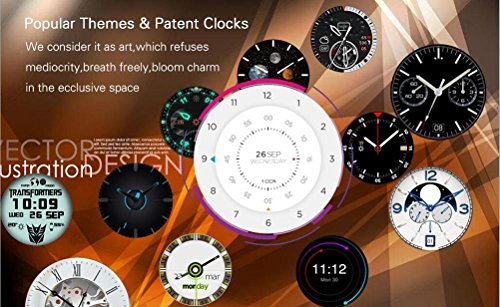 L@YC New Android 5.1 Support WiFi Call GSM850/900/1800/1900 CPU MTK6580 Quad 1.3GHZ Smart Watch Pedometer Heart Rate Monitoring Support Nano SIM Card, Black