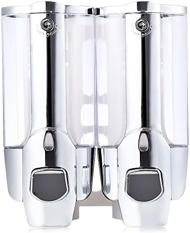 PARARMITA 350ml Kitchen Bathroom Wall-mounted Single-head Manual | Shampoo | Hand sanitizer | Face cream | Bath liquid | Detergent | Doap dispenser with Lock ABS plastic(Silver-2 packs 700ml)