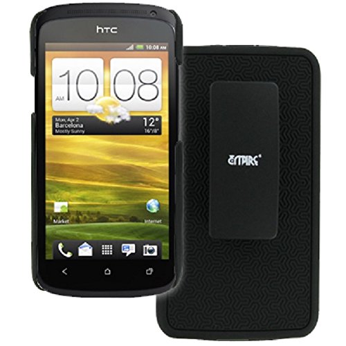 EMPIRE HTC One X Hard Rubberized Case Cover with Belt Clip Holster and Kickstand (Black) [EMPIRE Packaging]