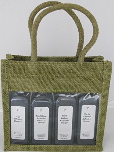 Olive Oil Pantry Fab Four Gift Bags (Say Hello to Savory) Includes Black Walnut, Fig, Garlic Cilantro, and Traditional Dark Balsamic Vinegars