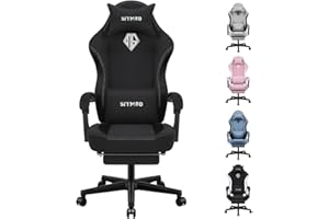 SITMOD Fabric Gaming Chairs for Adults with Footrest-Computer Ergonomic Video Game Chair-Backrest and Seat Height Adjustable Swivel Task Chair with Lumbar Support