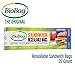BioBag 100% Certified Compostable Resealable Sandwich Bags, 25 Count, Perfect for Lunches, Snacks, and On The Go Green