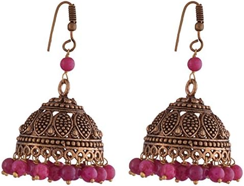 Ganapathy Gems Pink Metal Jhumki Earring For Women