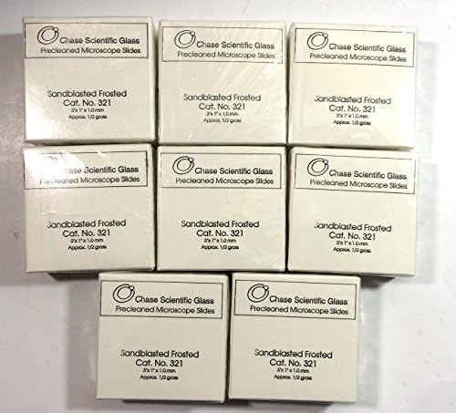 4 Gross - Chase Scientific Glass Precleaned Microsope Slides - Sandblasted Frosted Ends #321 3"x1"x1.0mm (Shipped as 8 half gross packs)