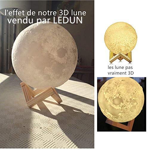 Lampe 3D lune tactile (avec un joli emballage) cadeau créatif lampe de nuit lampe art deco lampe veilleuse pour maison chambre bureau salon avec USB（12CM-mieux pour l\'enfant）