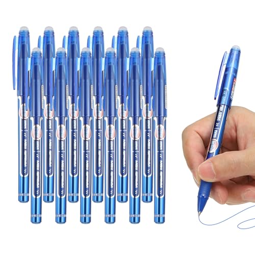 PATIKIL 0.5mm Erasable Pens 12Pack Crystal Blue Ink Crystal Blue AKP61108B2 at Amazon