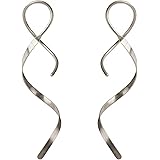 925 Sterling Silver Spiral Threader Earrings Drop Dangle Handmade Twisted Curved Pull Through Earrings for Women Trendy