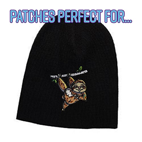 Pot Smoking Pals Lazy Hanging Sloth - Iron on Embroidered Patch Applique