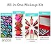 All In One Makeup Kit –  Eyeshadow, Blushes, Powder, Lipstick & More –  Highly Fashionable Red Leather Look Train Case 6” (Diagonal) Application Mirror –  Good for Beginners & Makeup Lovers