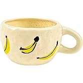 Denovin Ceramic Coffee Mug, Creative Flower Fruit Cup for Women Friends, 8.5 oz/250 ml Cute Coffee Mugs for Latte Tea Milk (Cute Banana)