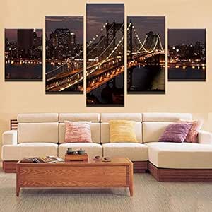 Yyoutop Decoración del hogar Cartel Modular 5 Tablero Manhattan Bridge