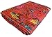 colors of rajasthan Indian Kantha Blanket, Bed Cover, King Kantha Bedspread, Bohemian Bedding Kantha Hippie Quilts (Red)