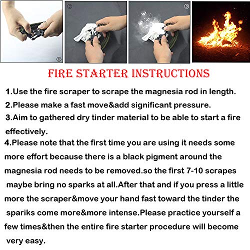 Epartswide Multifunctional Outdoor Survival Paracord Bracelet with Flint Fire Starter,Compass,Emergency Whistle&Knife/Scraper Pack of 7 - Thumbnail 3