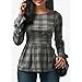 Tsmile Women Blouse Clearance Spring Summer Lattice Long Sleeve Tops Plaid Bowknot Backless T-Shirt (Gray, M)