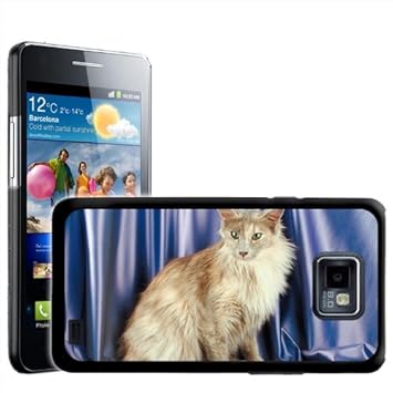 Fancy A Snuggle Hartschalenhülle für Samsung Galaxy S2 i9100 (aufsteckbar, Motiv 'Türkische Angorakatze vor blauer Seidendecke')